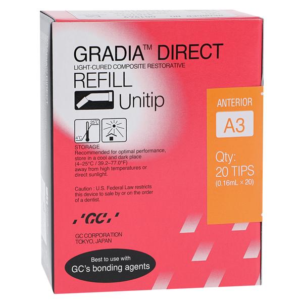 GC 001969 Gradia Direct Restorative Dental Composite Unitips A3 20/Pk GC 001969 Gradia Direct Restorative Dental Composite Unitips A3 20/Pk